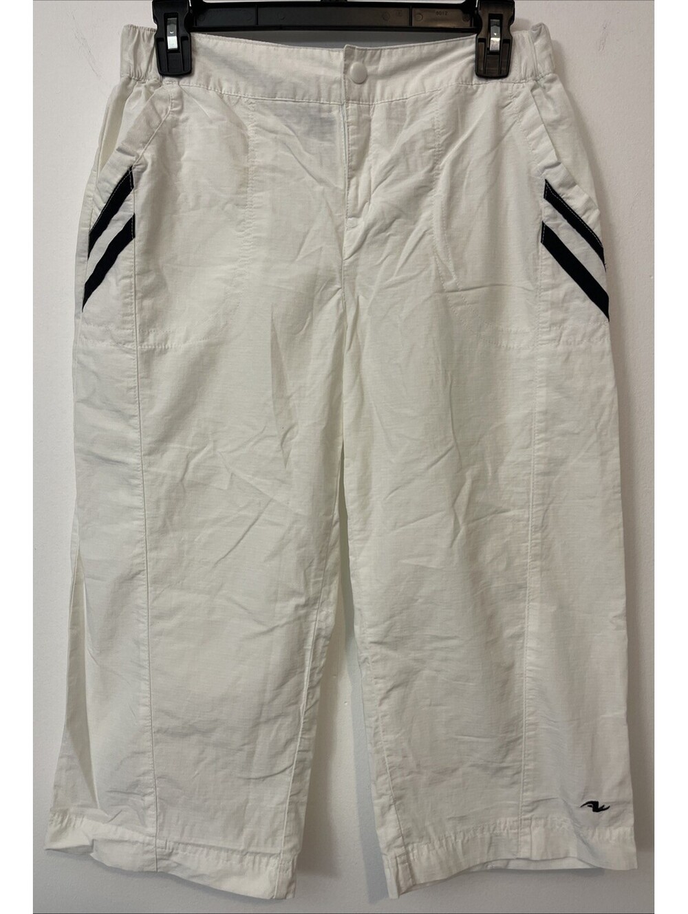 Athletic Works Womens Small White Elastic-Waist Relaxed Capri Pant! A4332